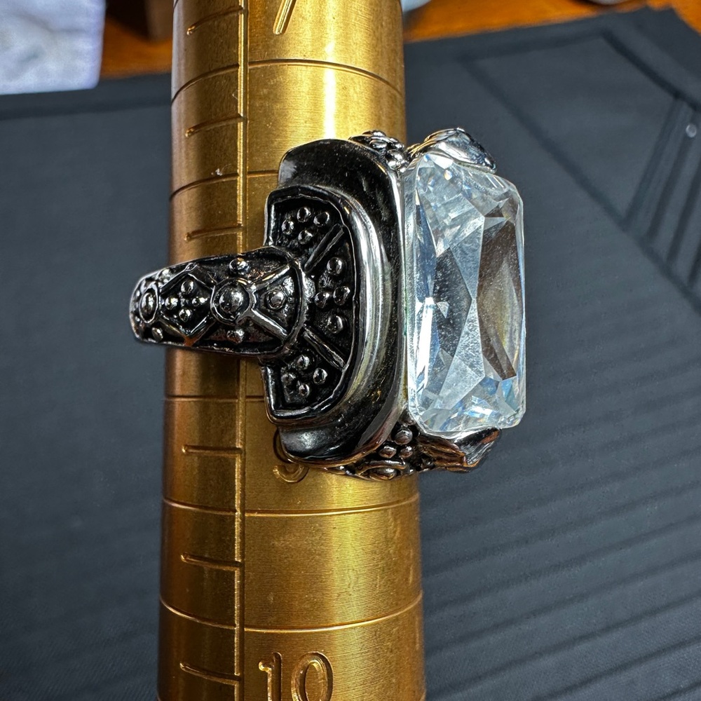 Silver and Clear Gemstone Ring